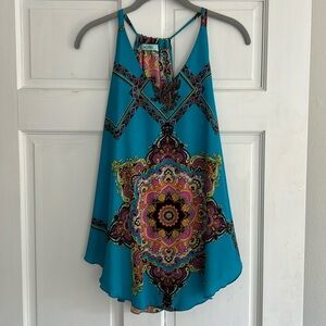 Printed turquoise summer top